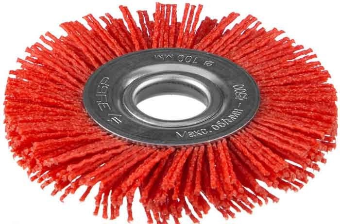 Дисковая щетка для угловой шлифовальной машины, нейлоновая резьба с абразивным покрытием Zubr